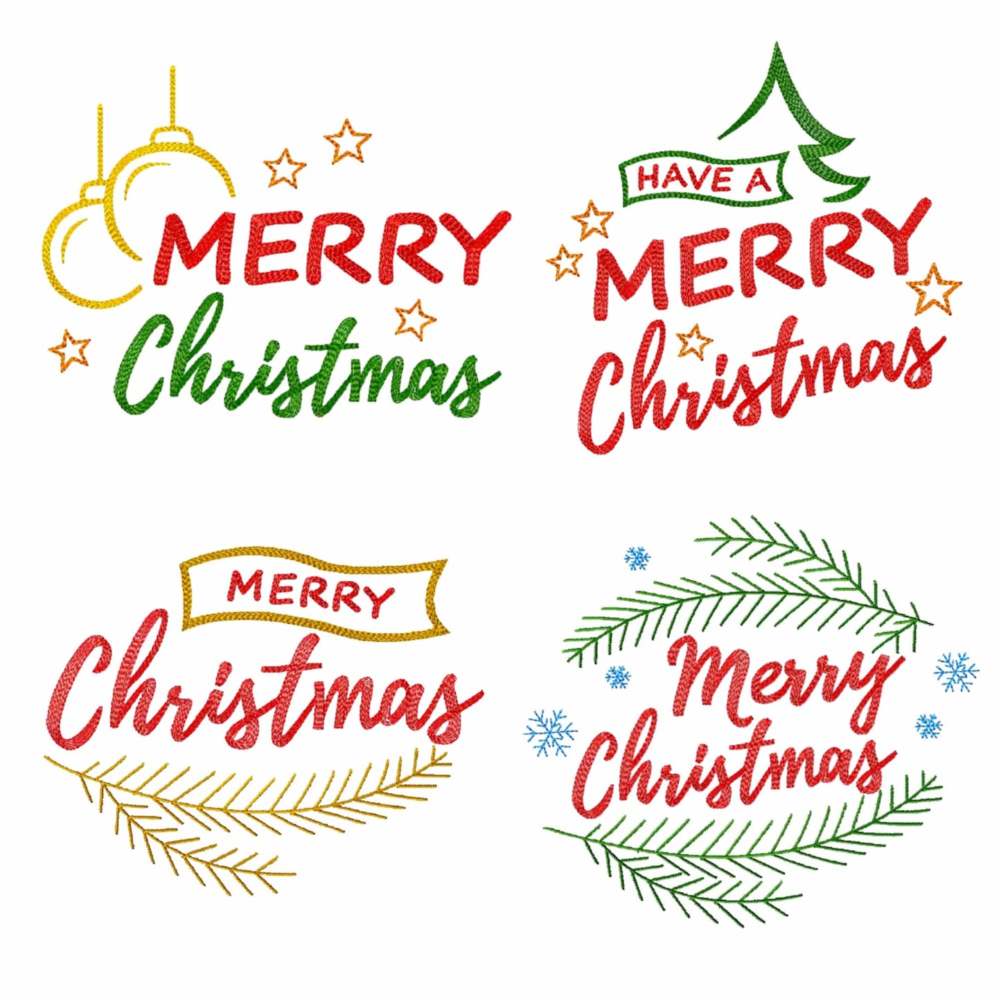 4 Christmas embroidery designs bundle