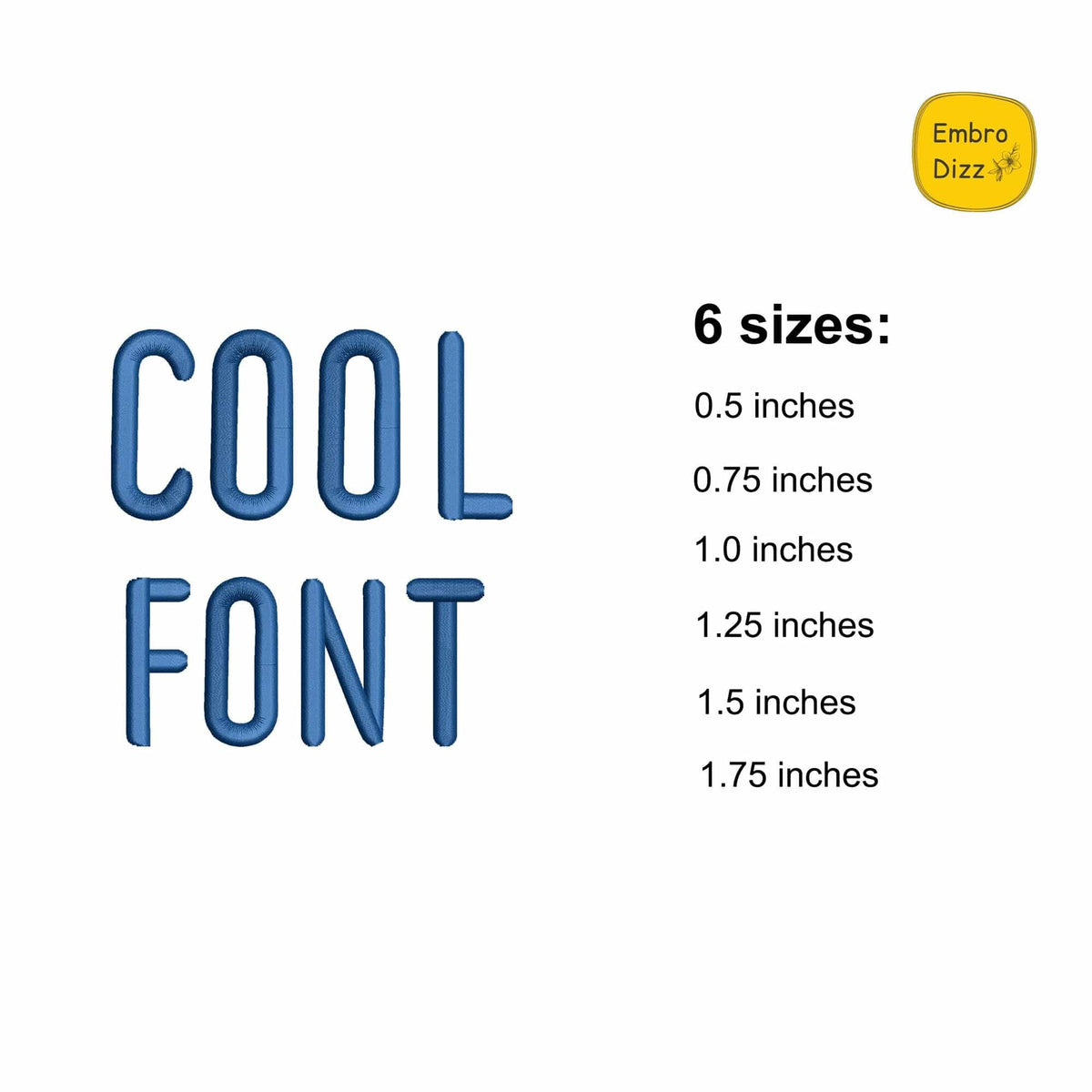 2 duo embroidery font bundle COOL size chart
