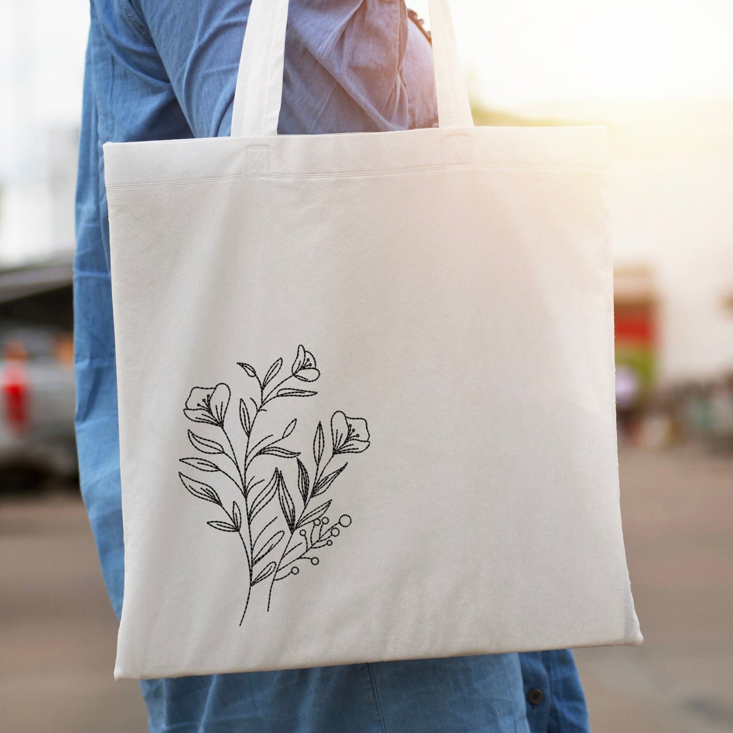 Floral line art - Embroidery design