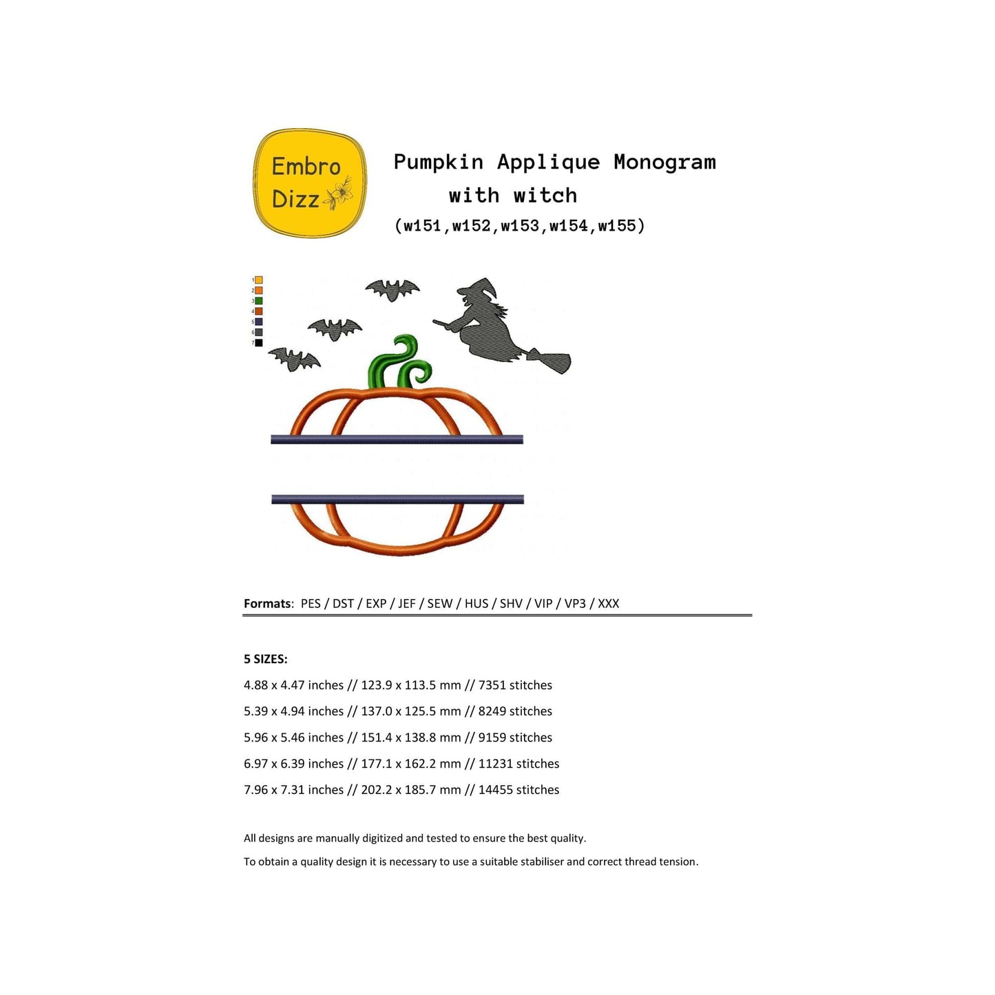 Pumpkin Monogram - Applique embroidery design