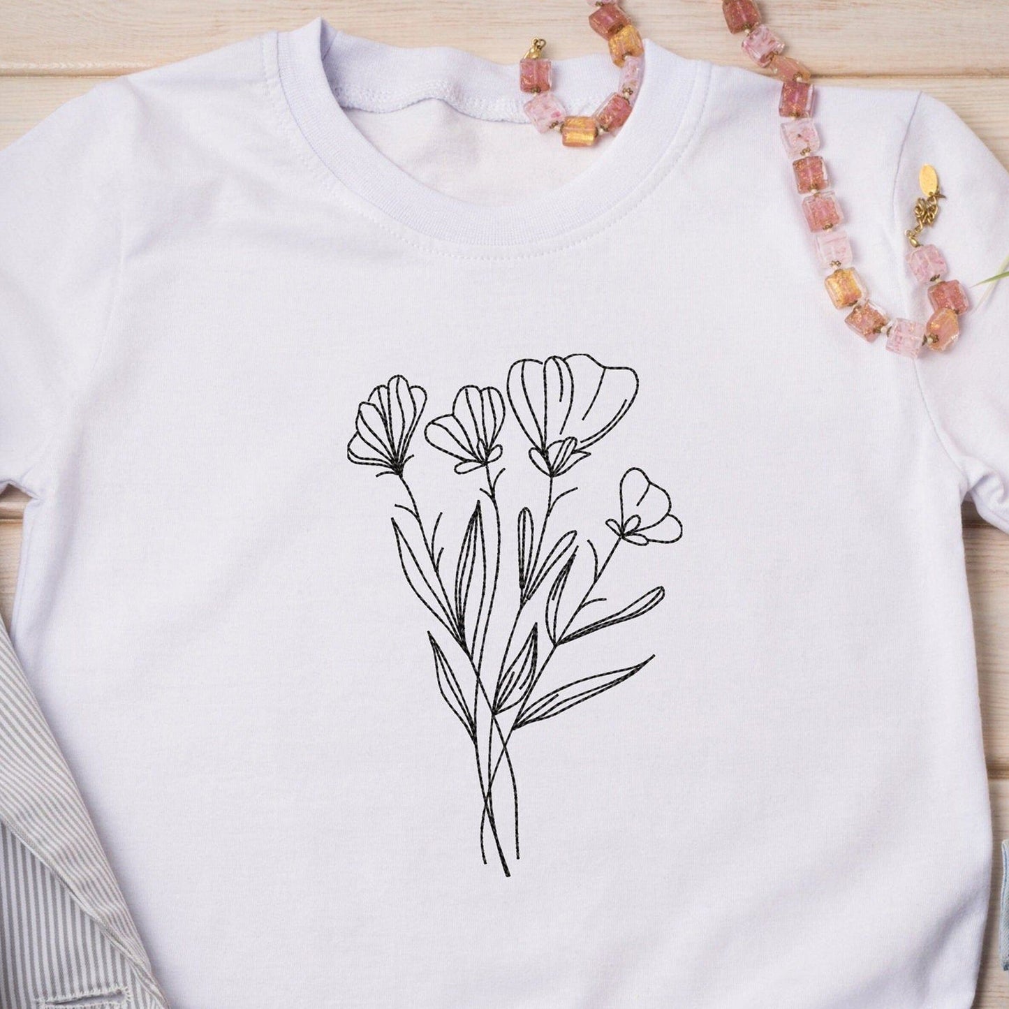 Floral line art - Embroidery design
