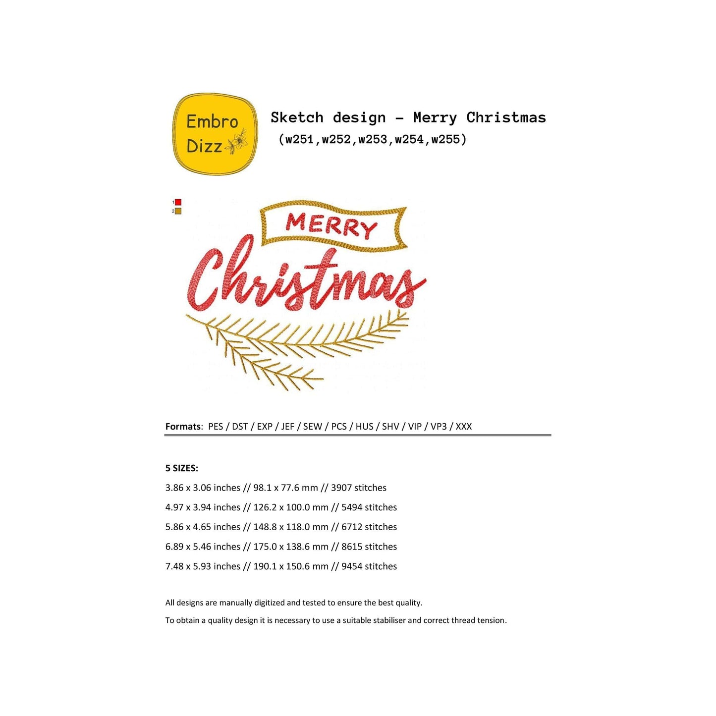 Merry Christmas - Embroidery design