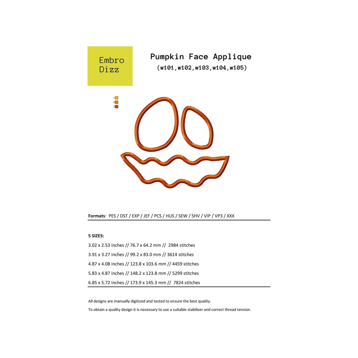 Pumpkin face - Applique design