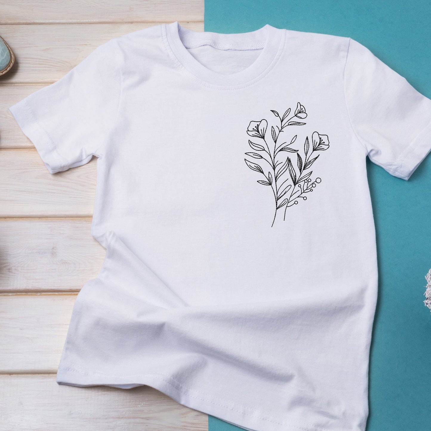 Floral line art - Embroidery design