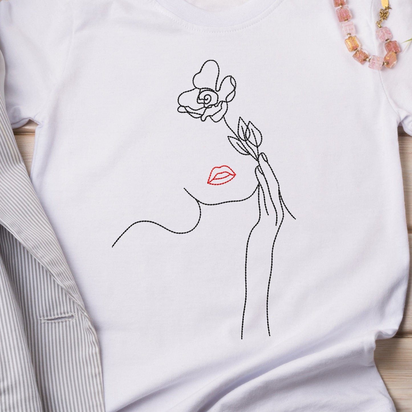 Woman & flower - Embroidery design