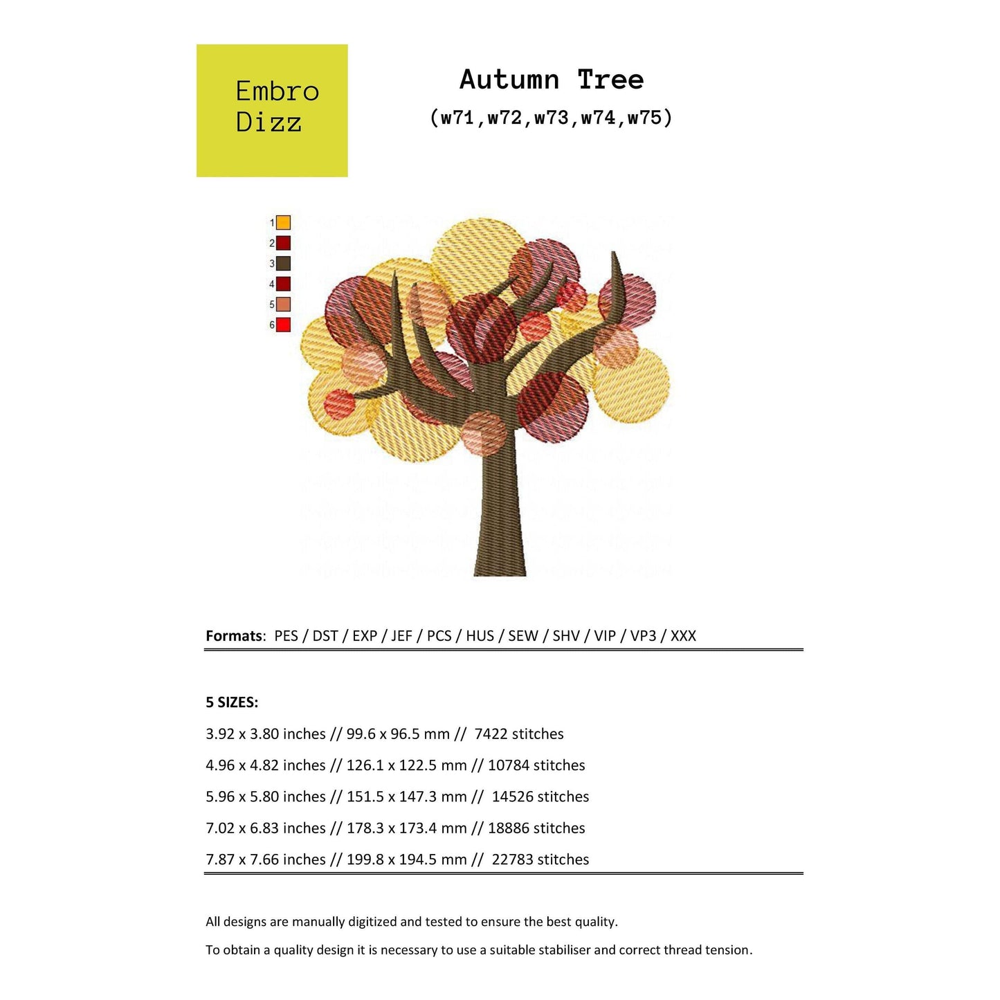 Autumn tree - Embroidery design