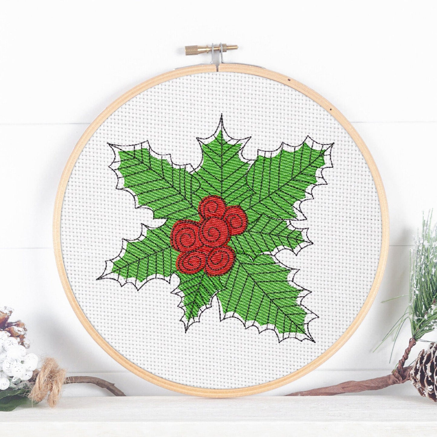 Holly - Christmas embroidery design