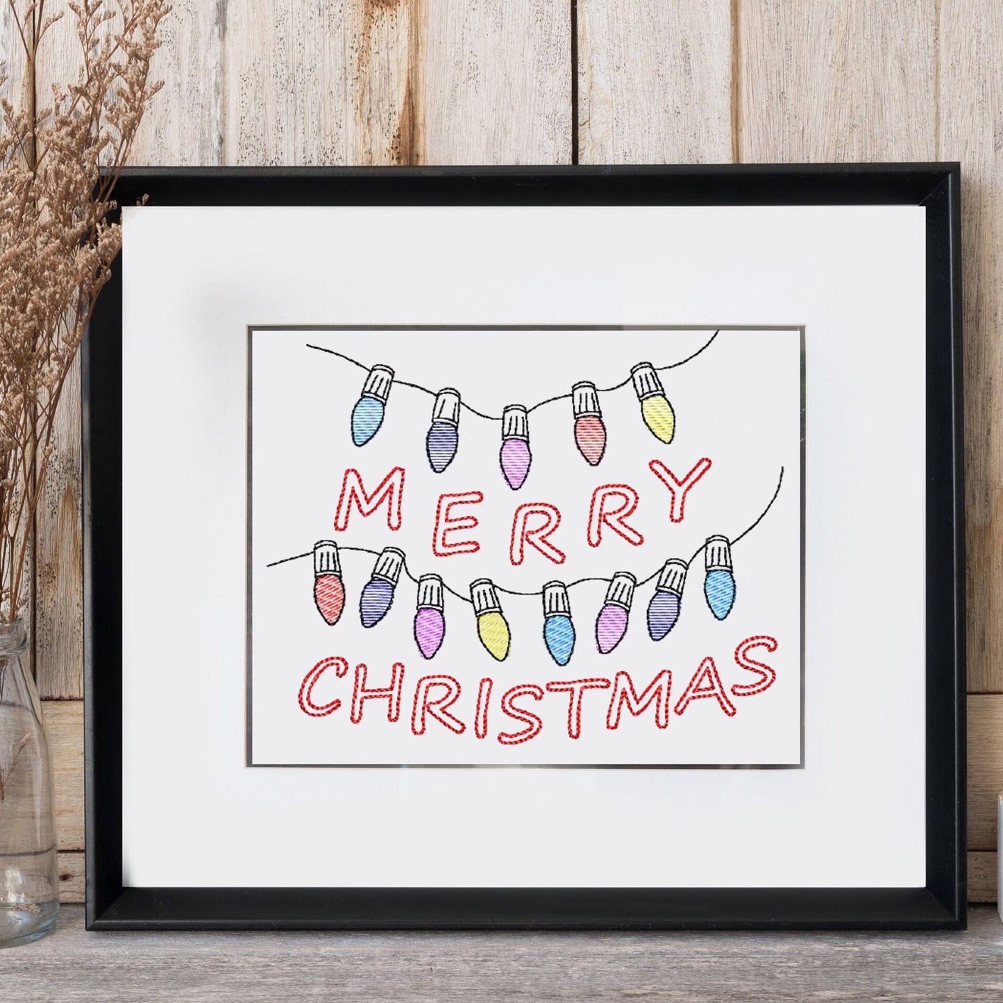 Merry Christmas lights - Embroidery design