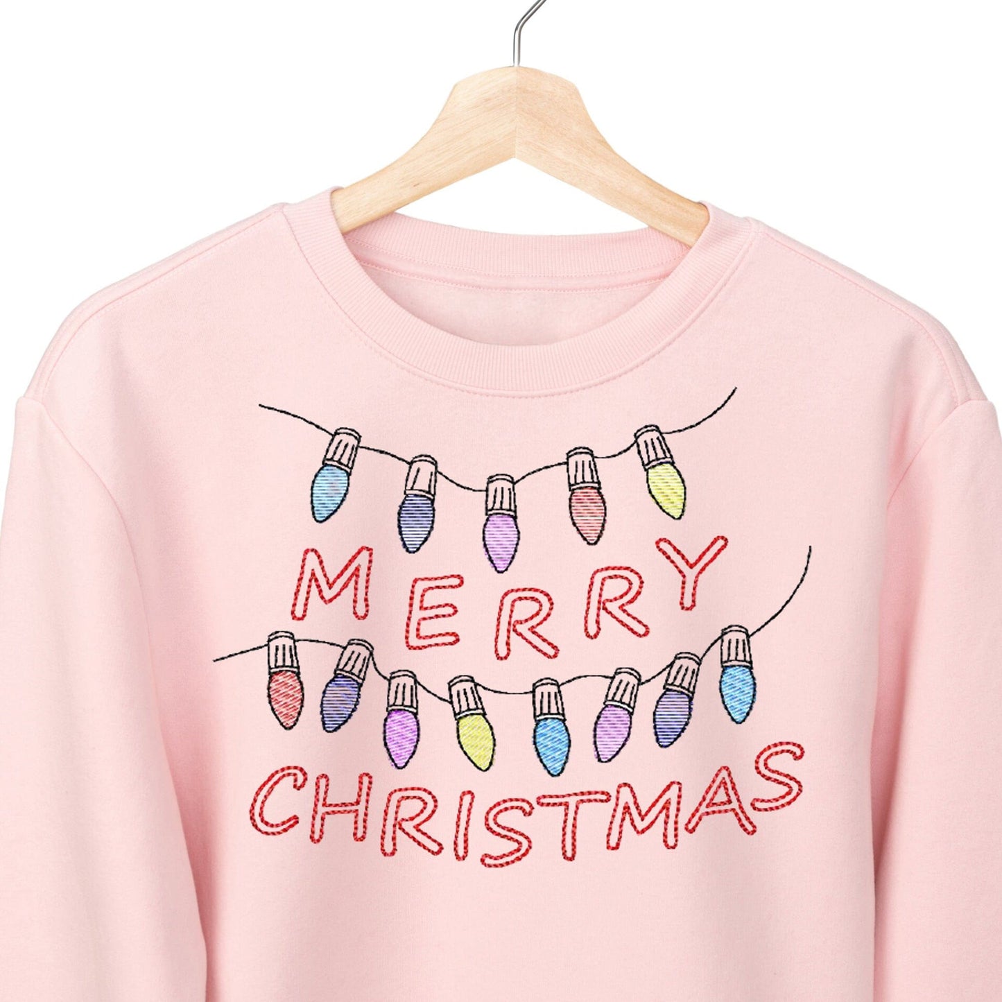 Merry Christmas lights - Embroidery design