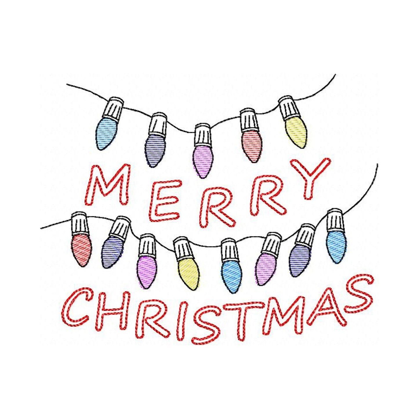 Merry Christmas lights - Embroidery design