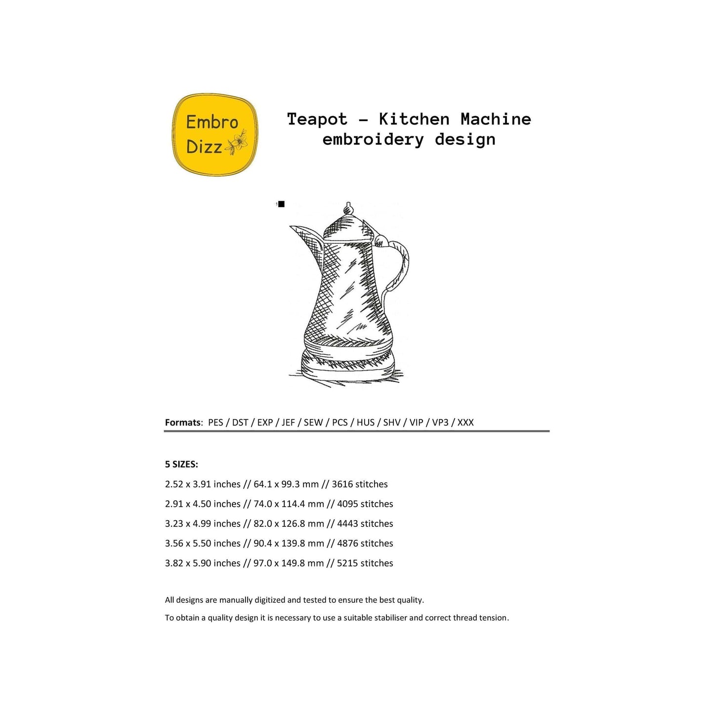 Teapot - Embroidery design