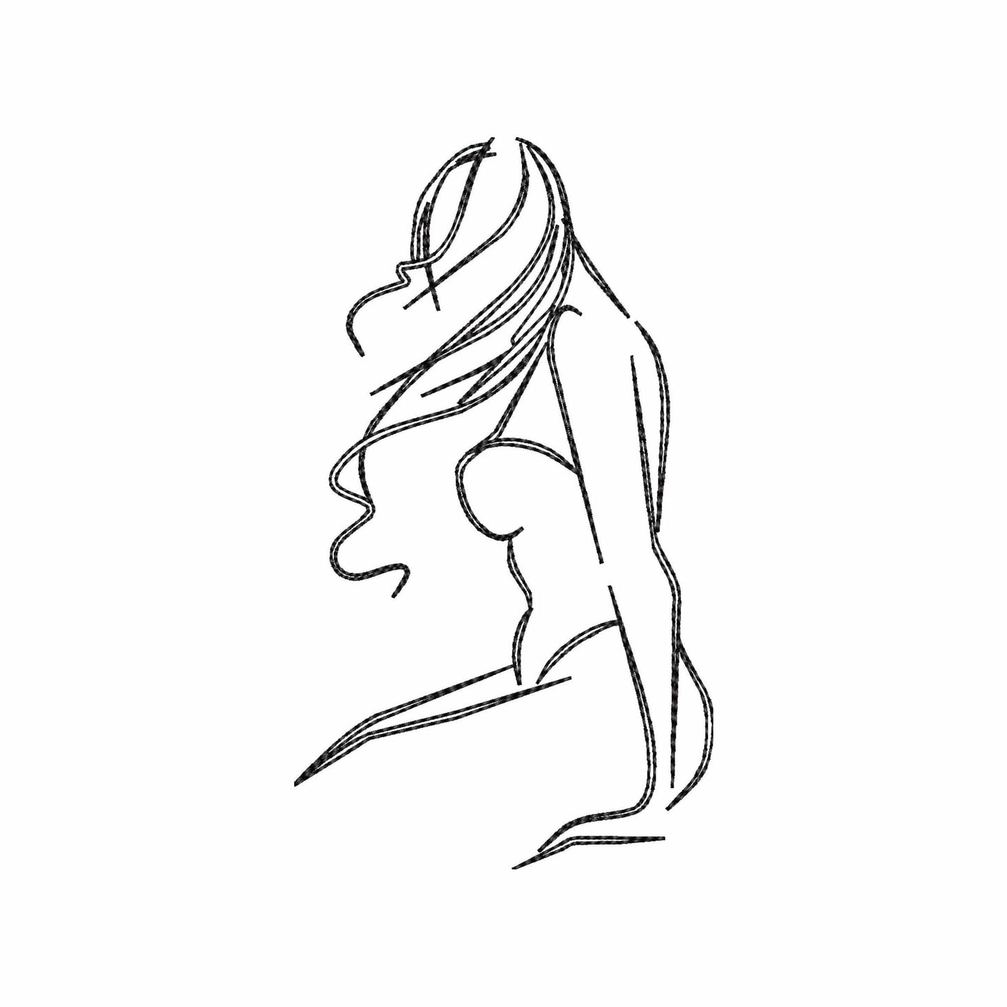 Woman one line - Embroidery design