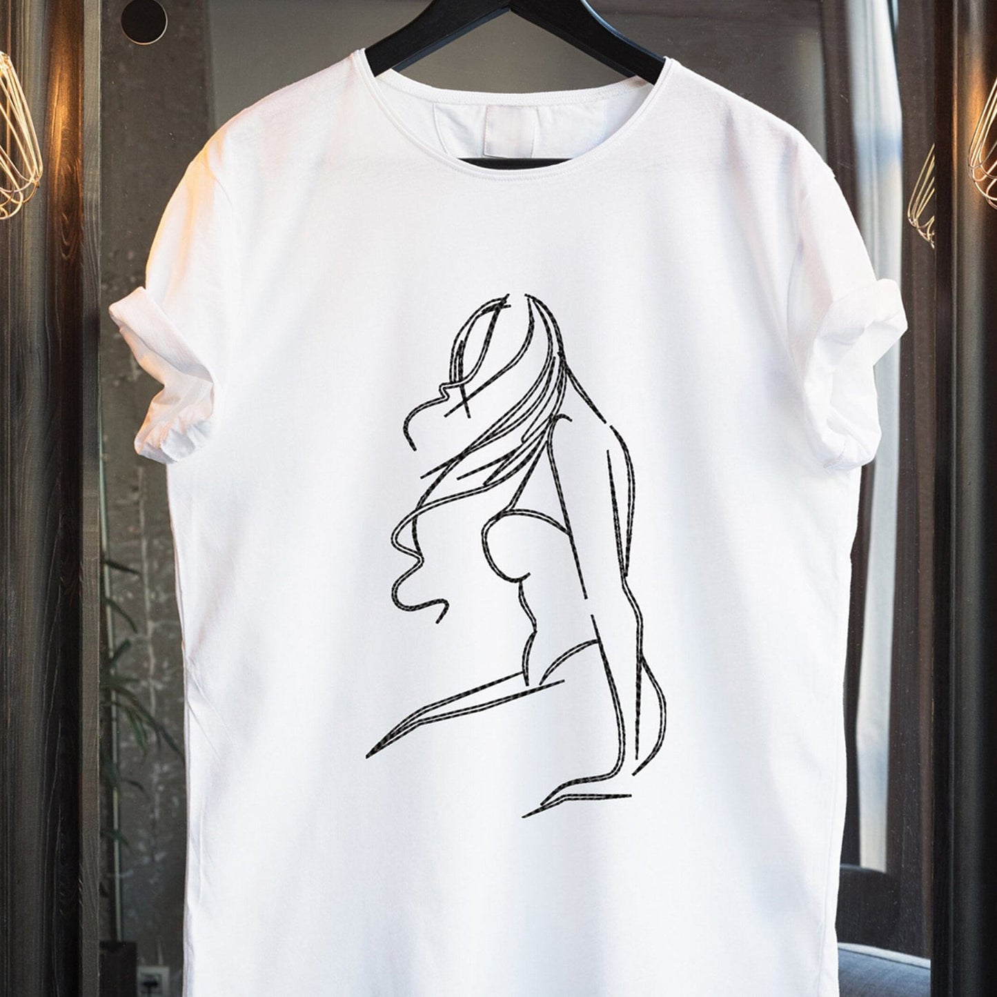 Woman one line - Embroidery design