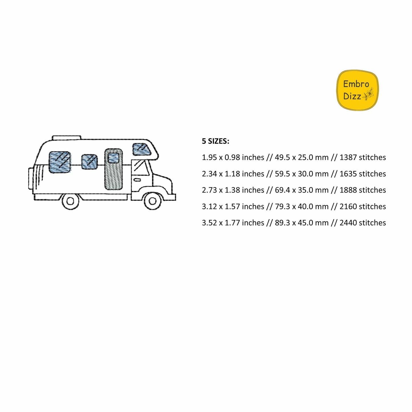 Camper Mini - Embroidery design