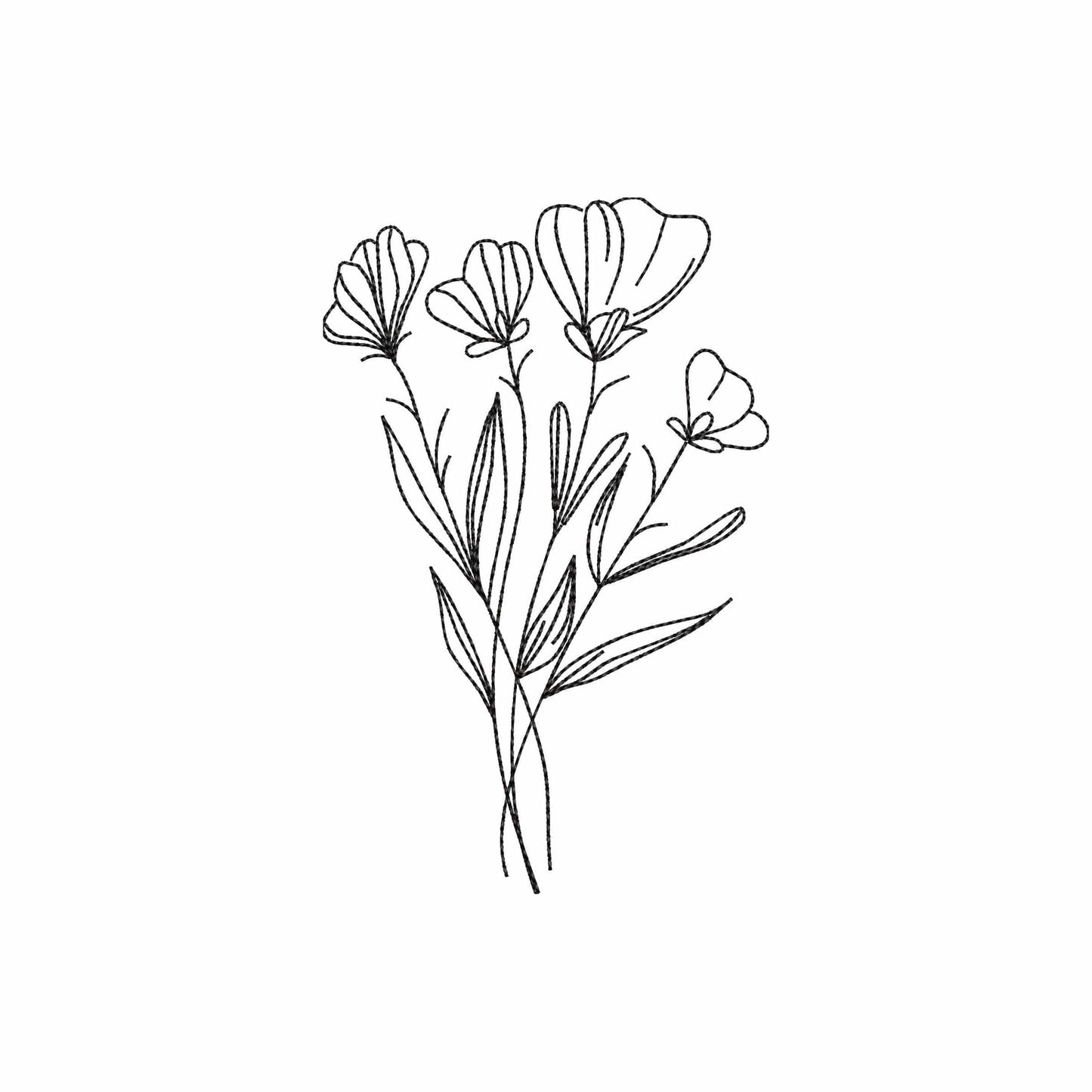 Floral line art - Embroidery design