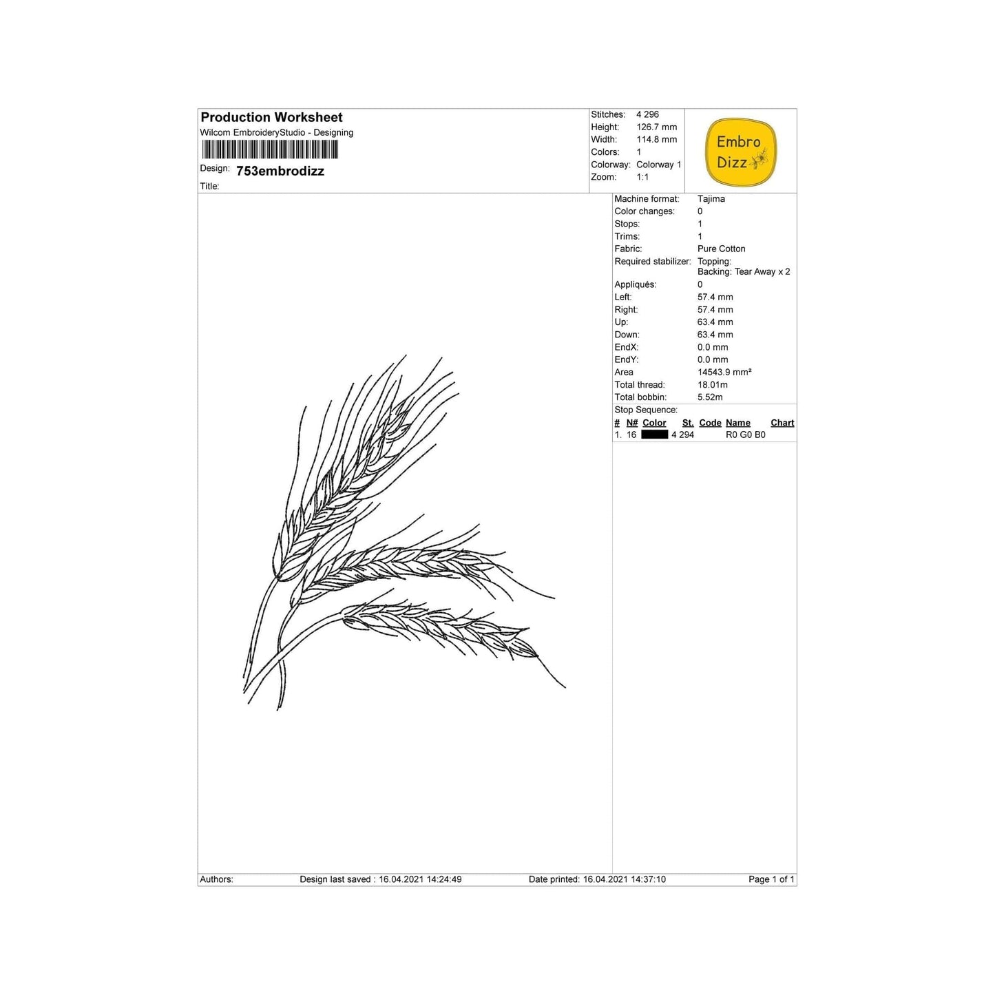 Wheat - Embroidery design