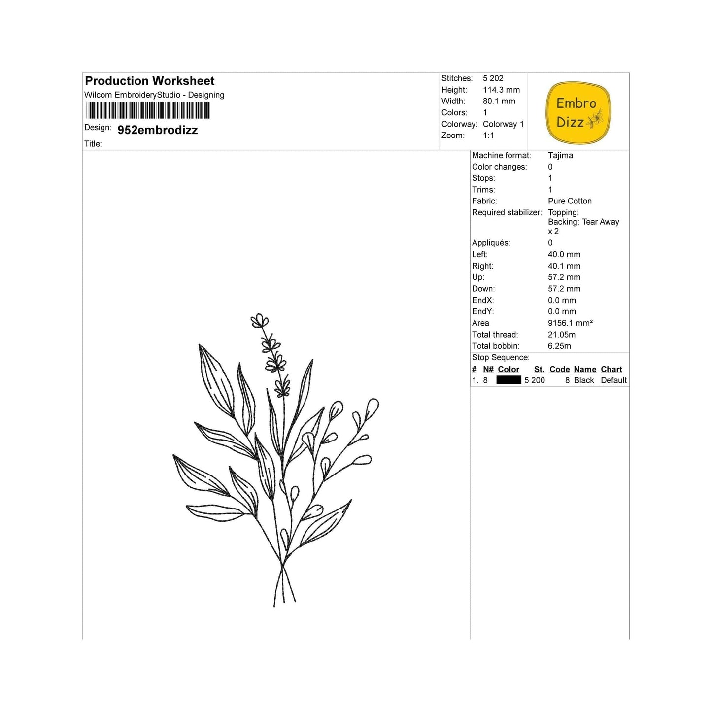 Floral bouquet - Embroidery design