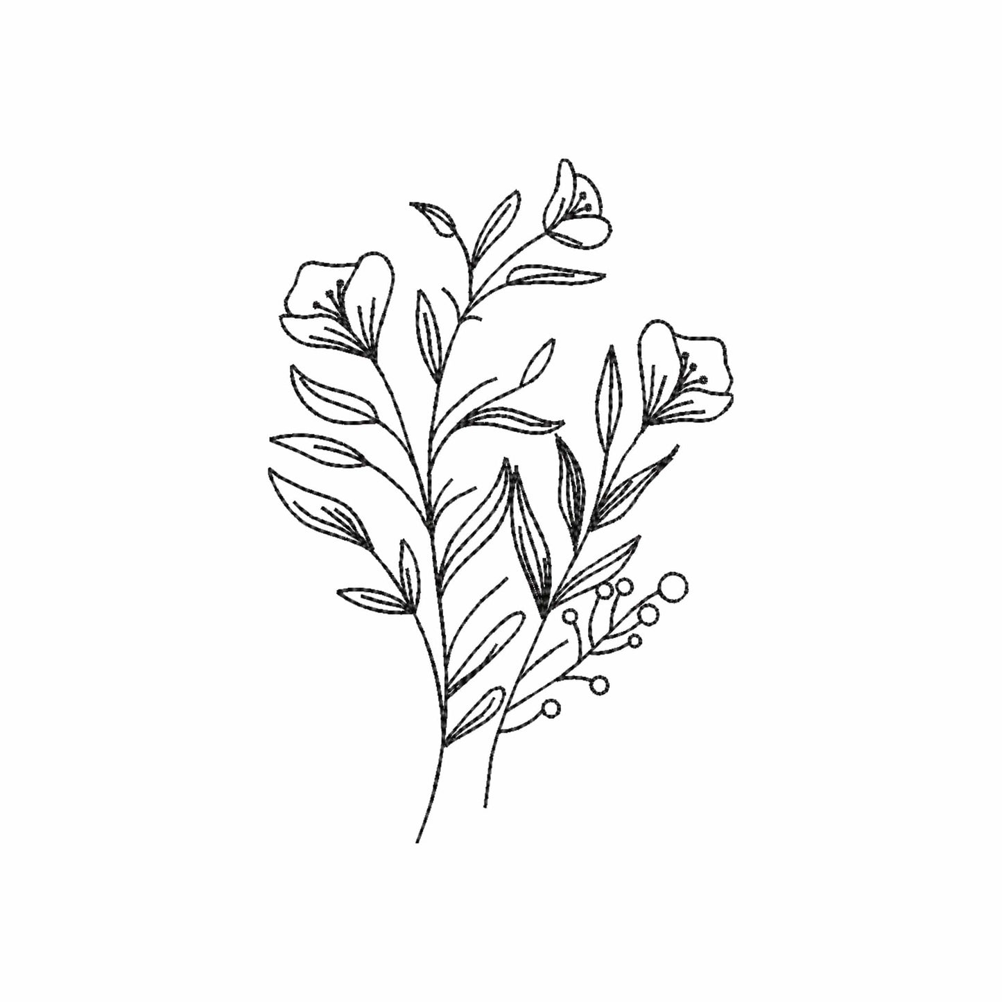 Floral line art - Embroidery design
