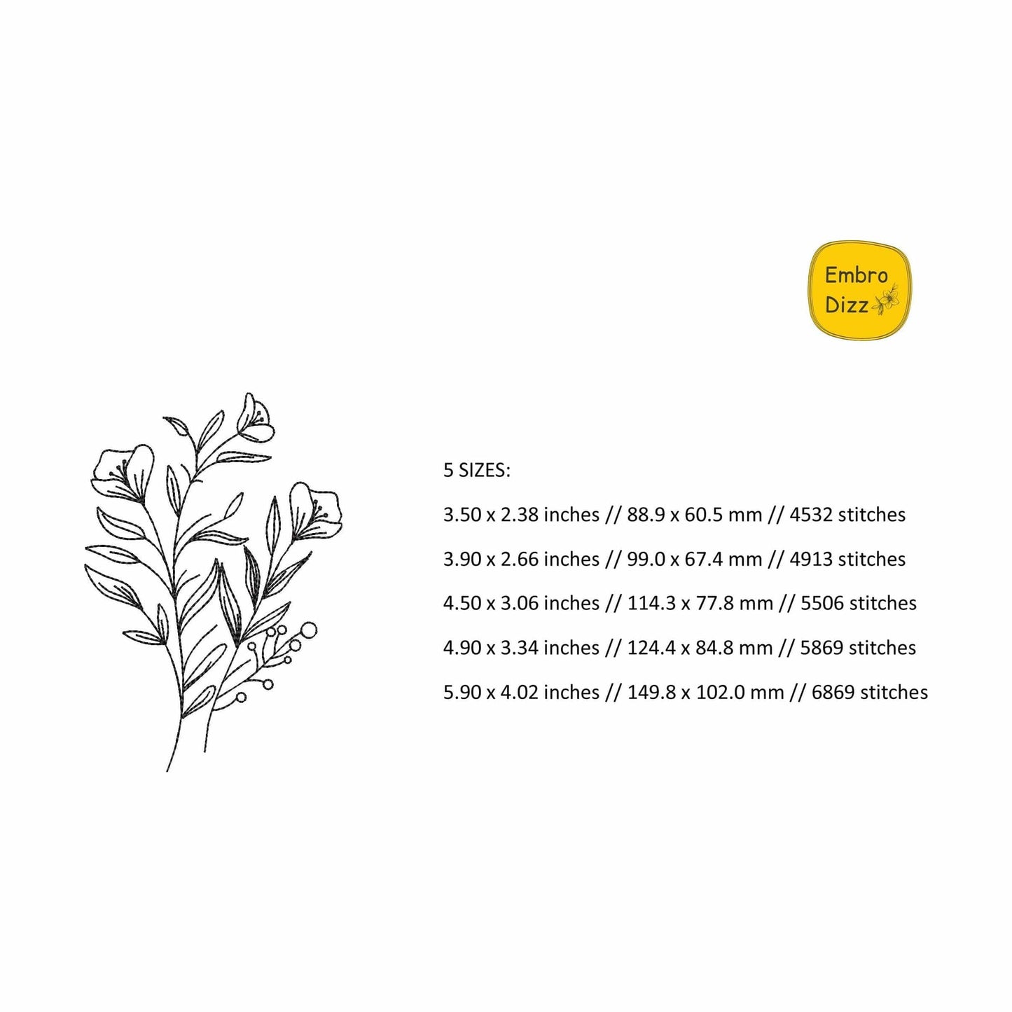 Floral line art - Embroidery design