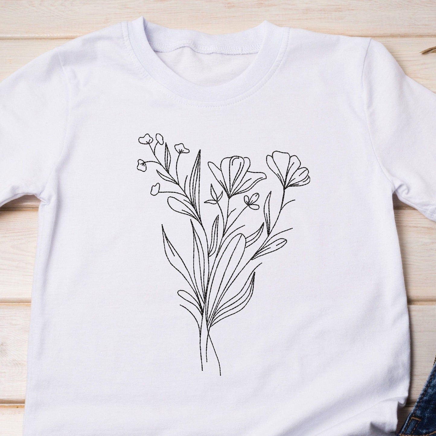Flower line art - Embroidery design