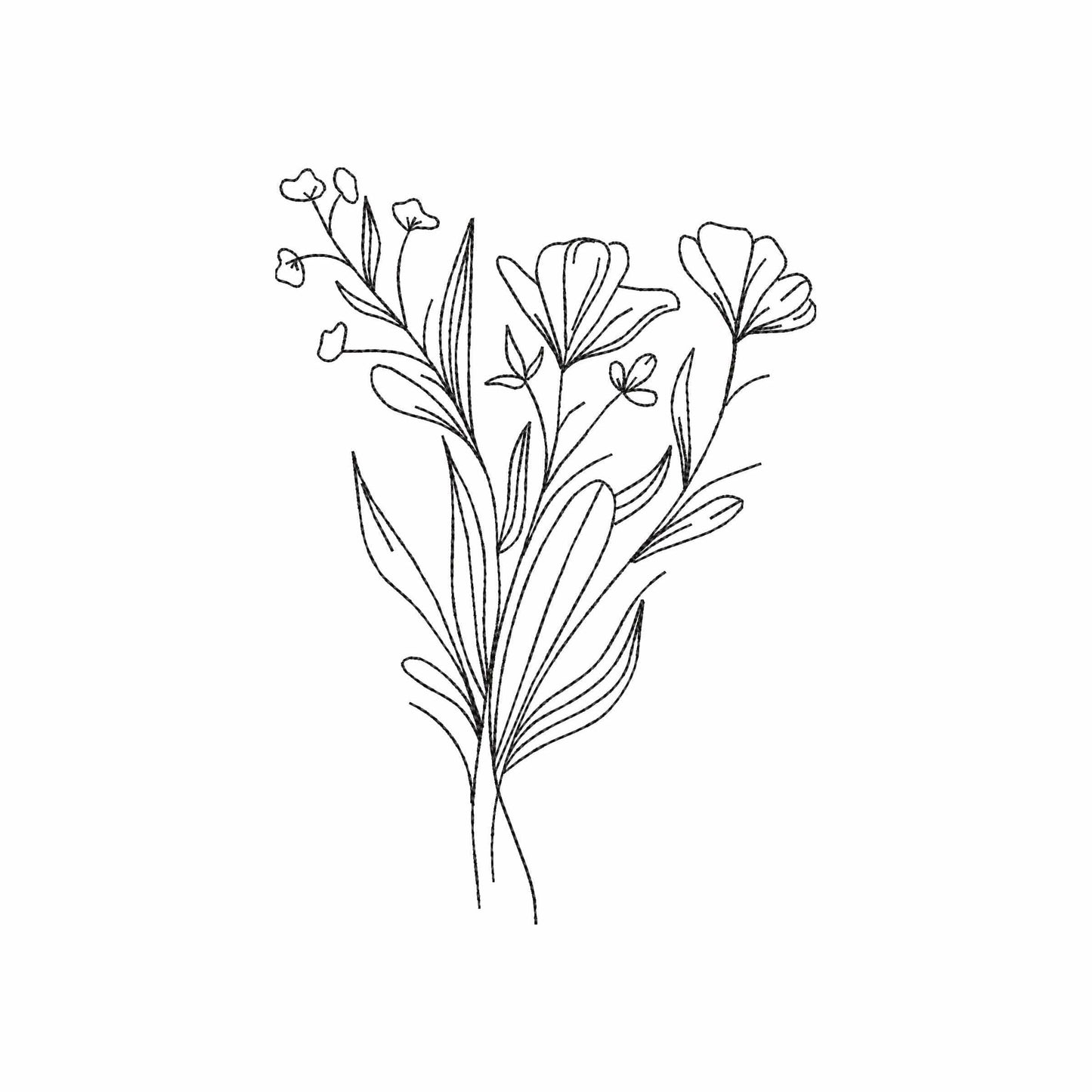 Flower line art - Embroidery design