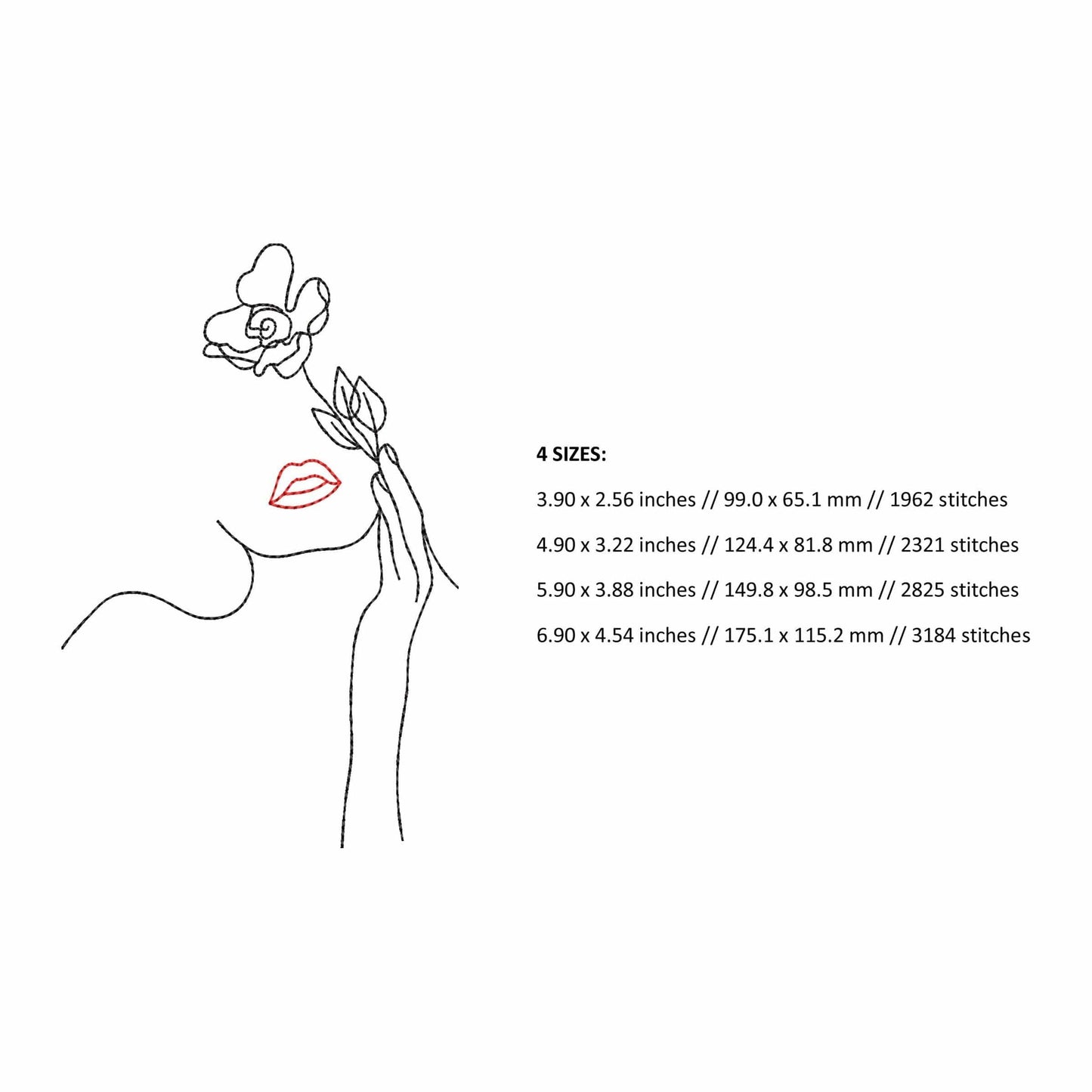Woman & flower - Embroidery design