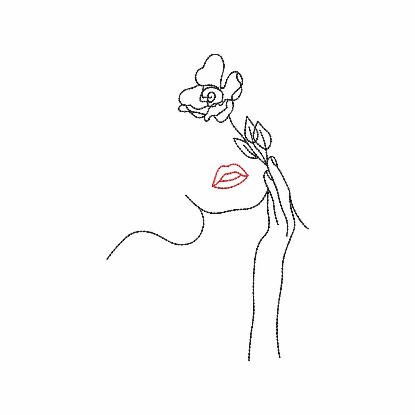 Woman & flower - Embroidery design