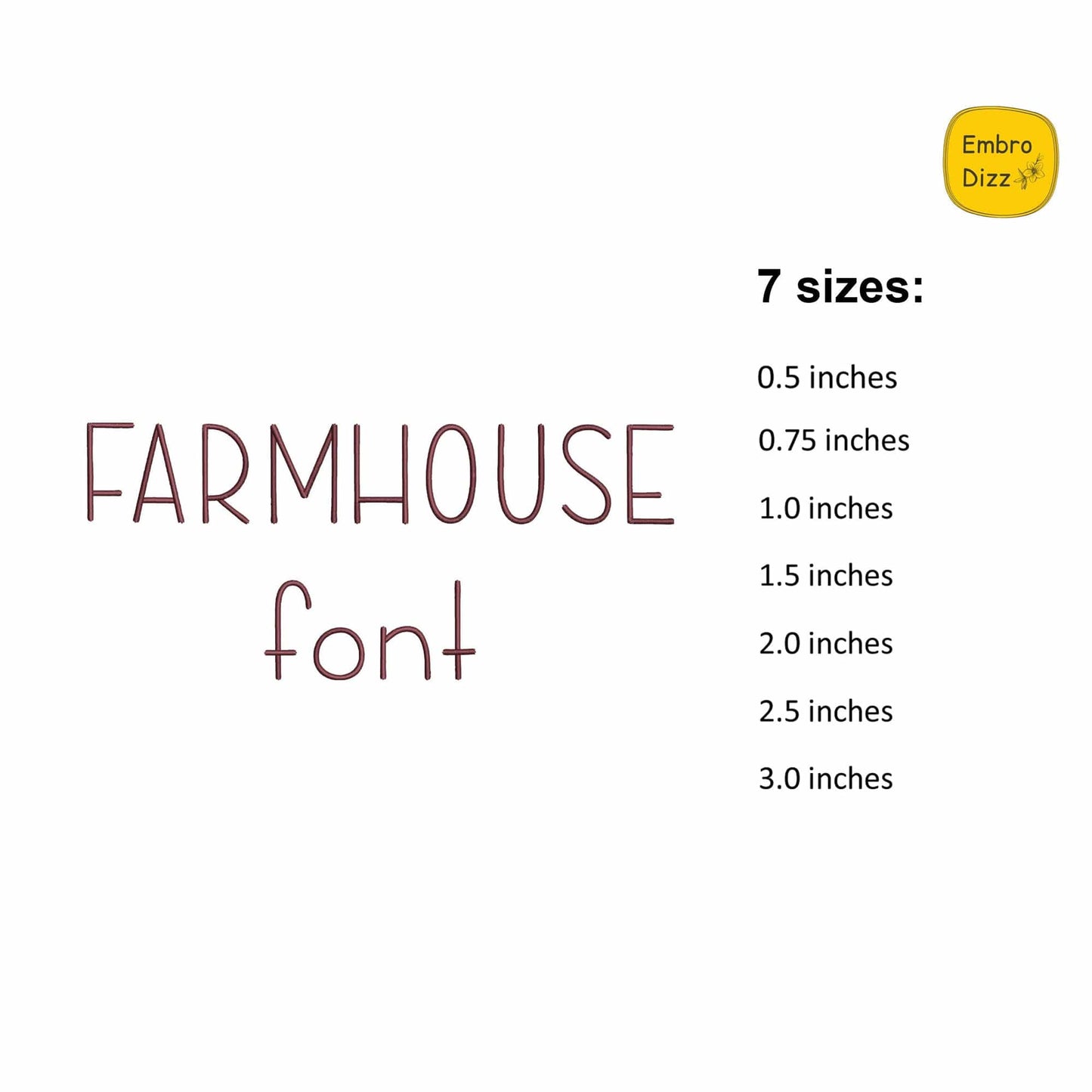 Farmhouse - Mini embroidery font