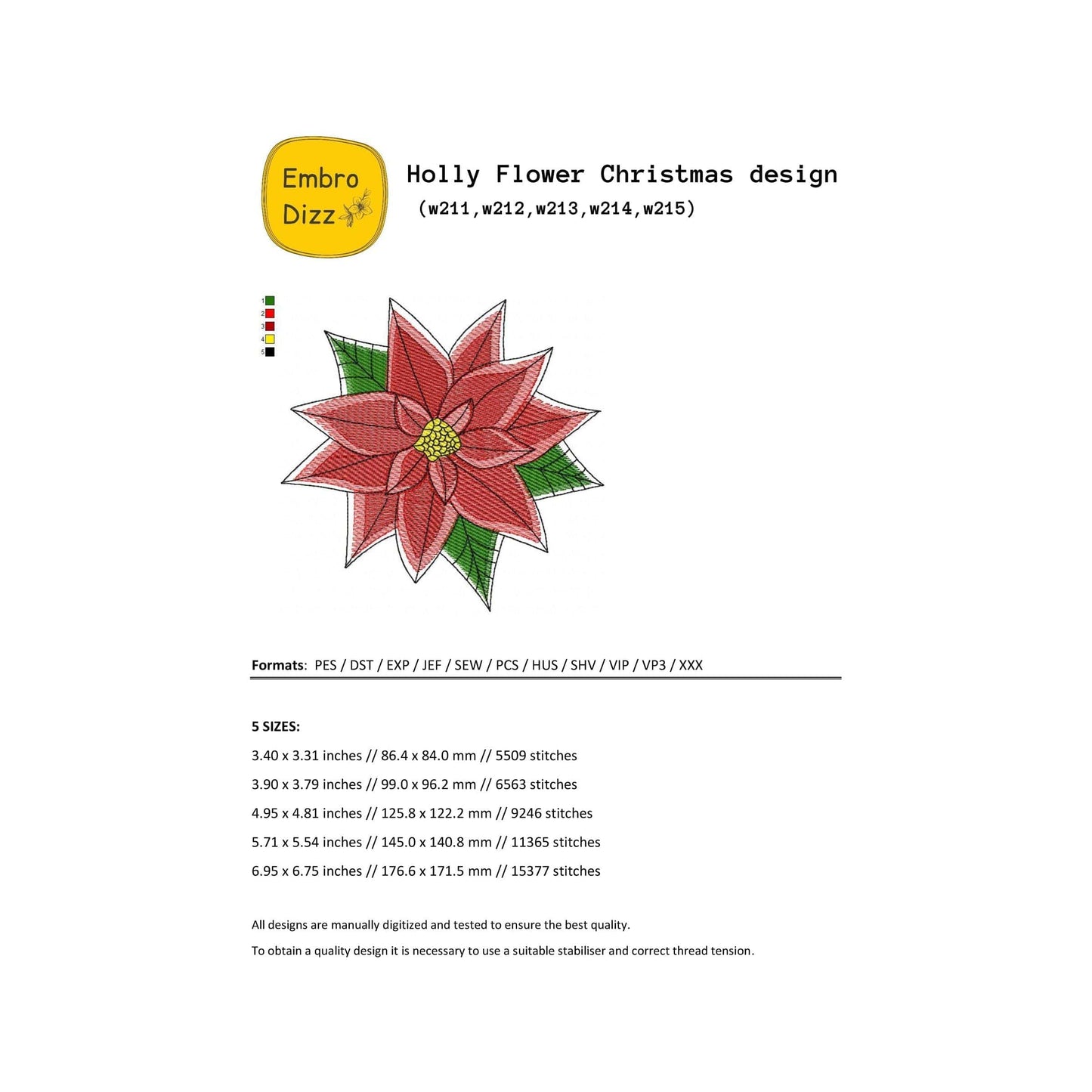 Poinsettia - Embroidery design
