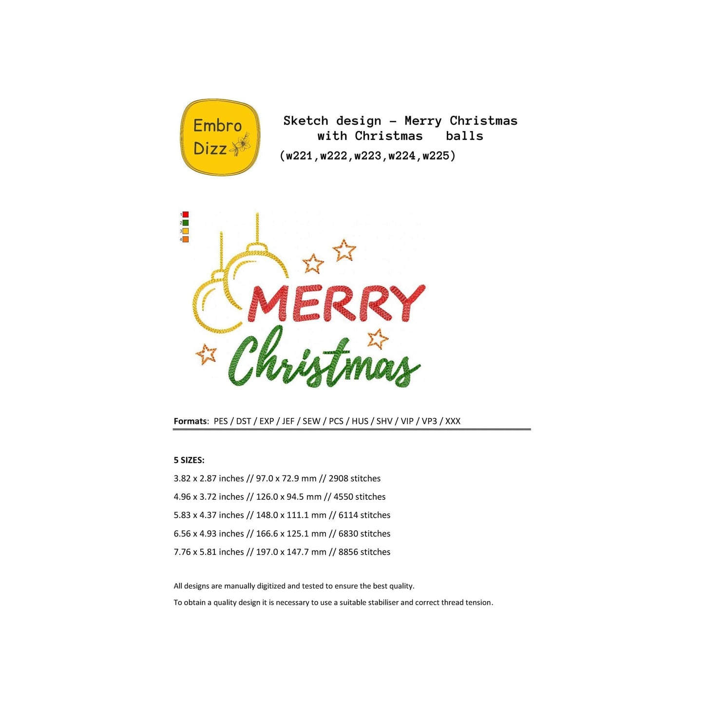 Merry Christmas - Embroidery design
