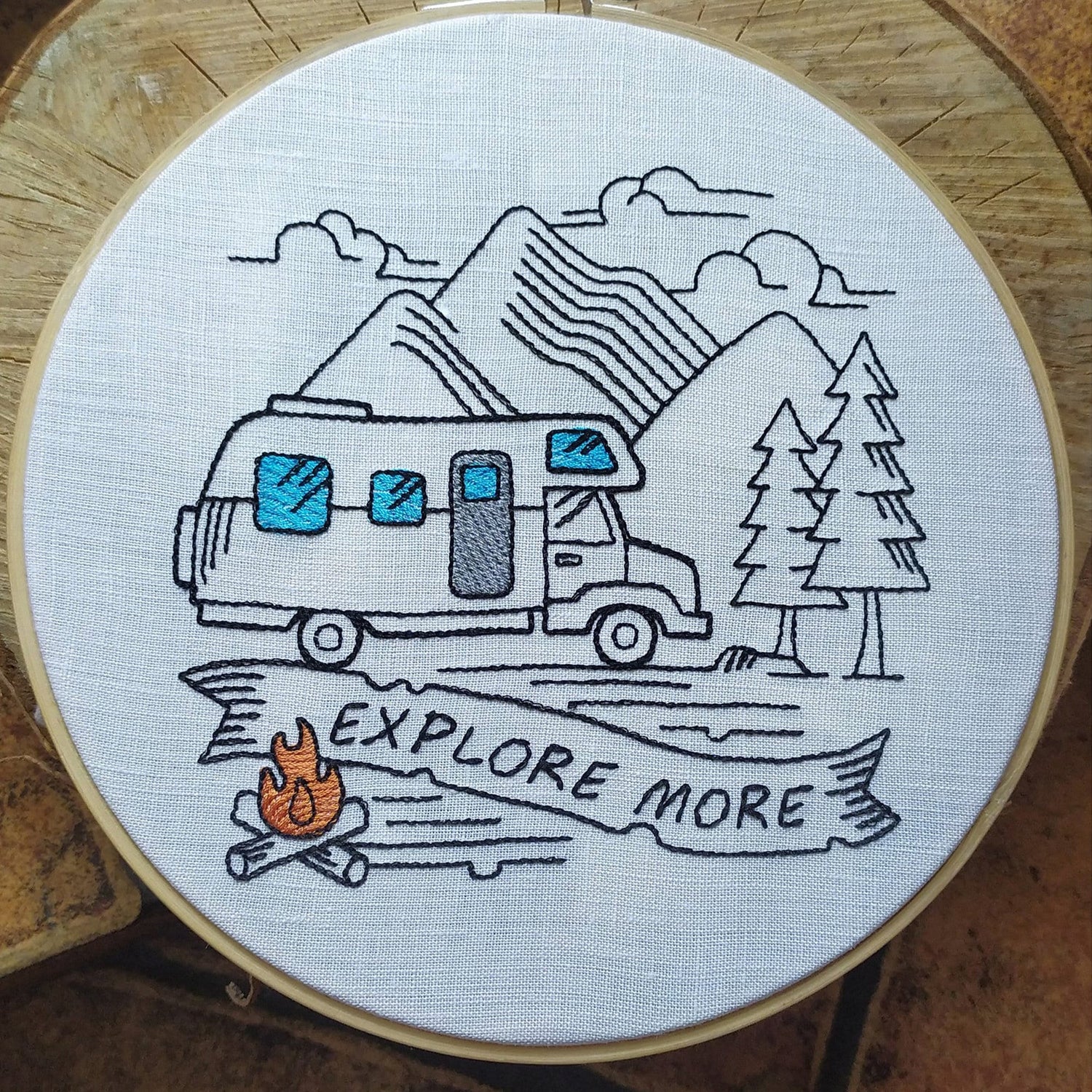 Camping embroidery designs