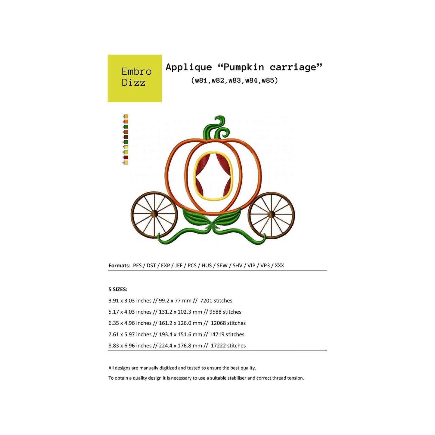 Pumpkin - Applique embroidery design