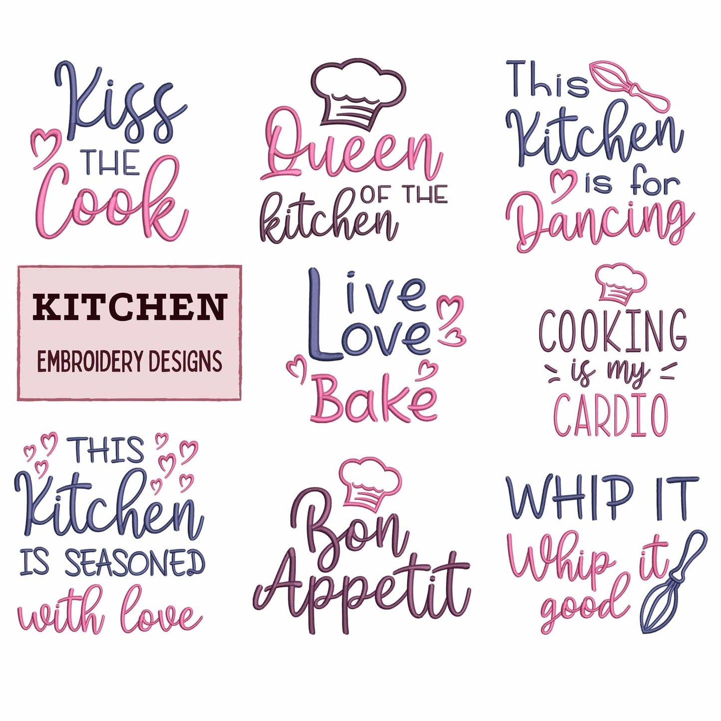 8 Kitchen embroidery designs bundle