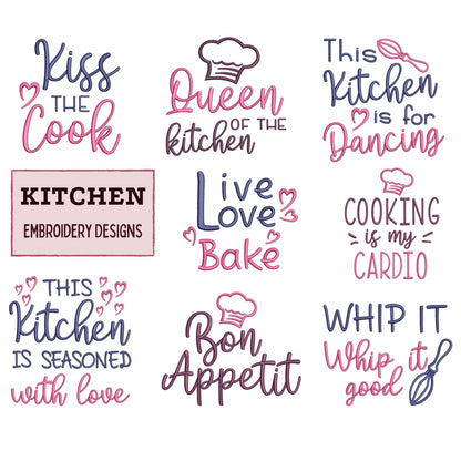 8 Kitchen embroidery designs bundle