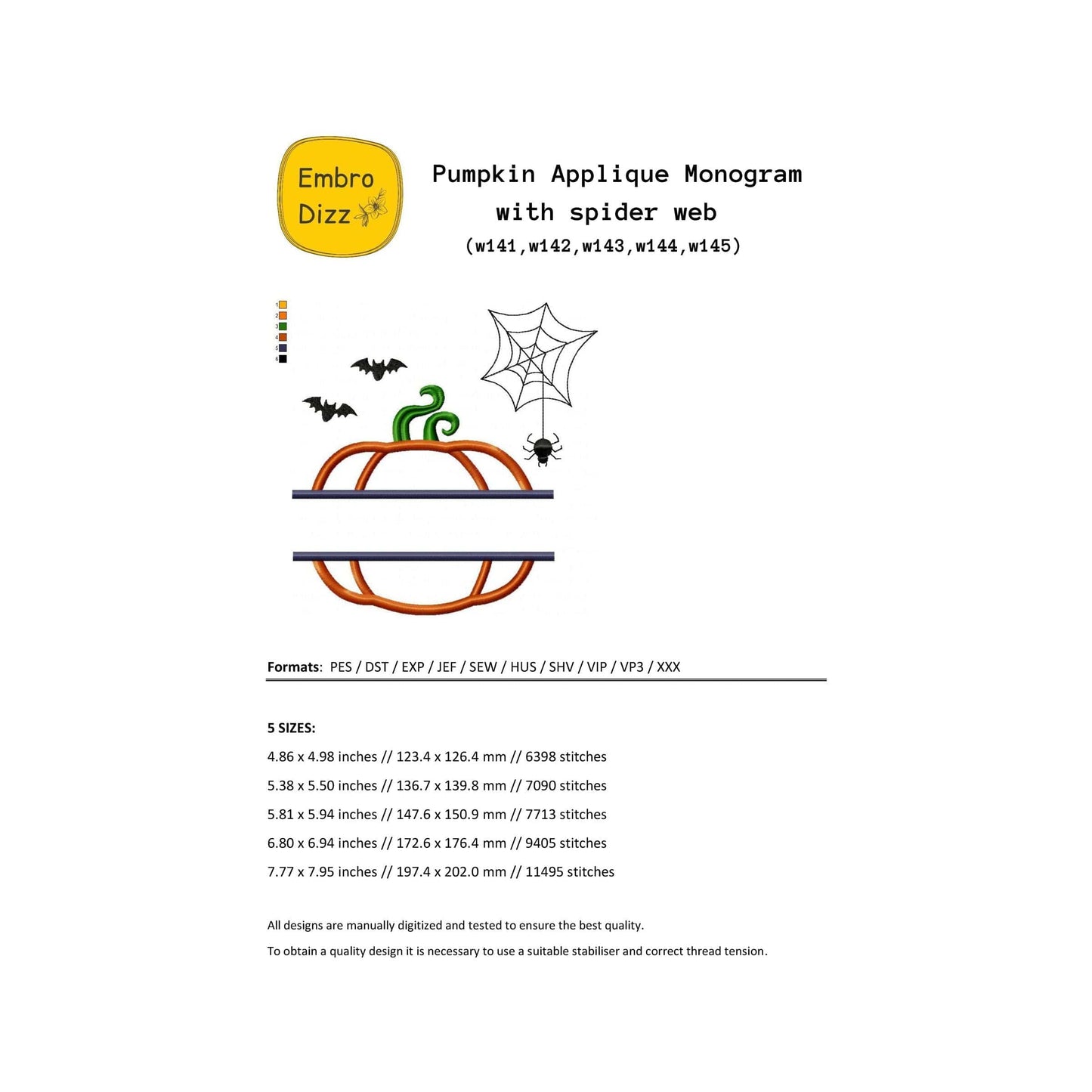 Pumpkin - Applique embroidery design