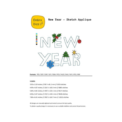 New Year - Applique embroidery design