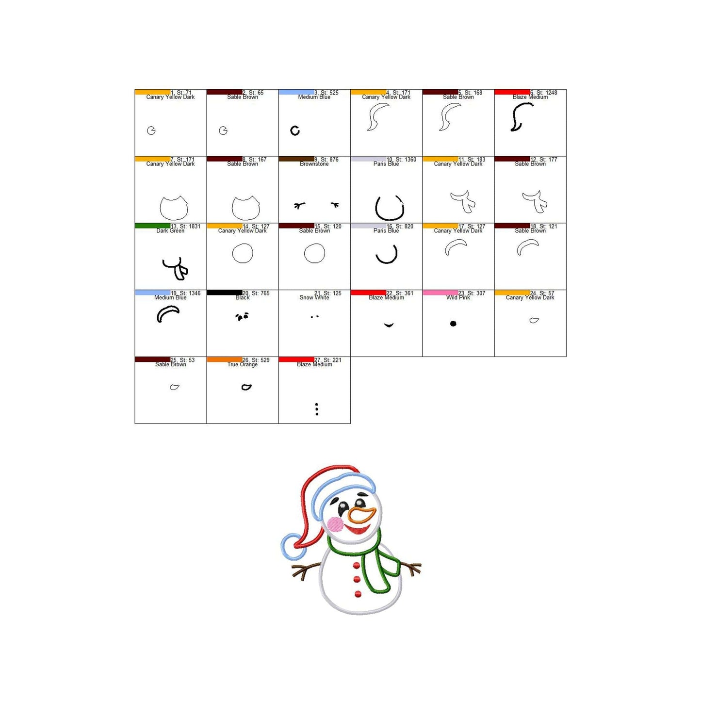 Snowman - Applique embroidery design