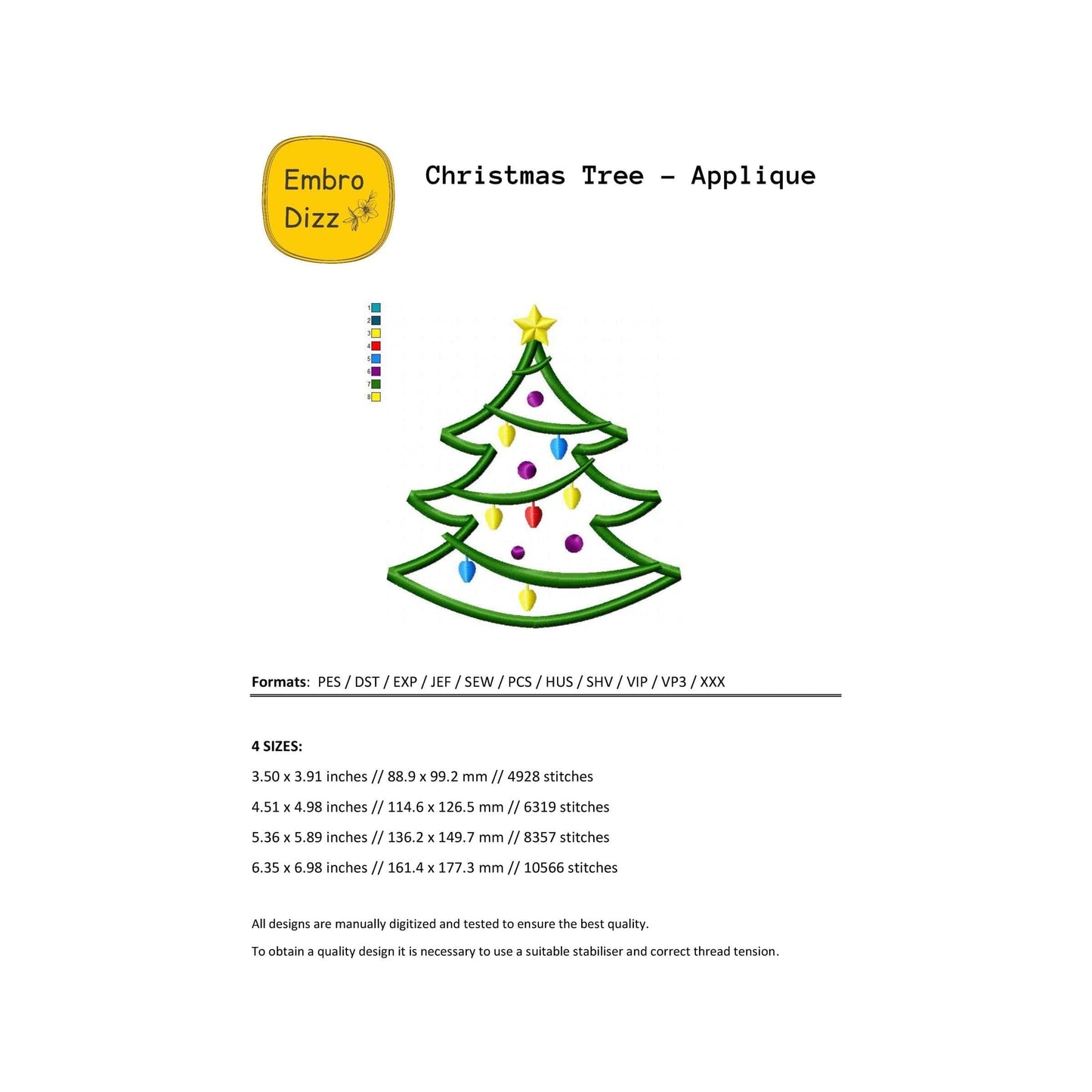 Christmas tree - Applique embroidery