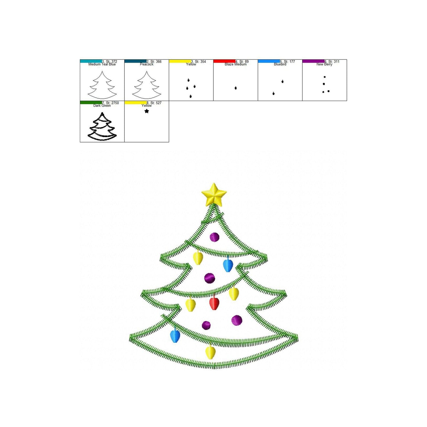 Tree Zig Zag - Applique embroidery design