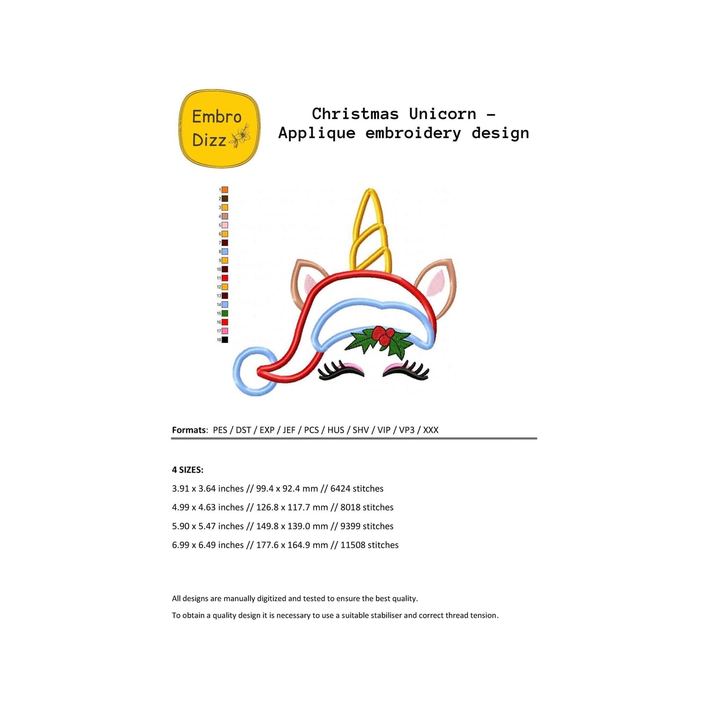 Unicorn - Applique embroidery design