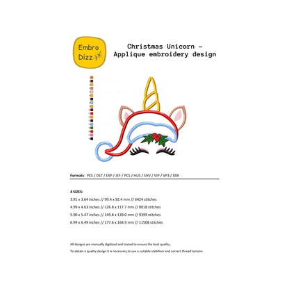 Unicorn - Applique embroidery design