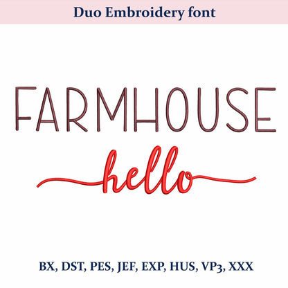 2 Duo embroidery font bundle