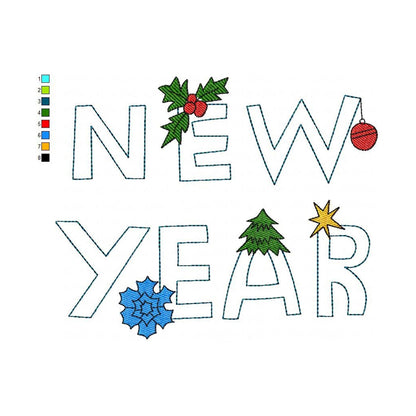 New Year - Applique embroidery design