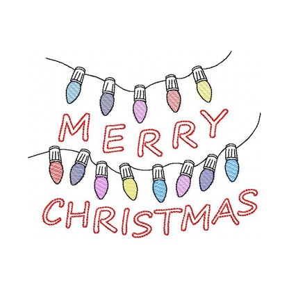 Merry Christmas lights - Embroidery design