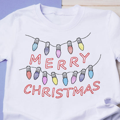 Merry Christmas lights - Embroidery design