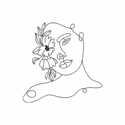 Woman & flower - Embroidery design