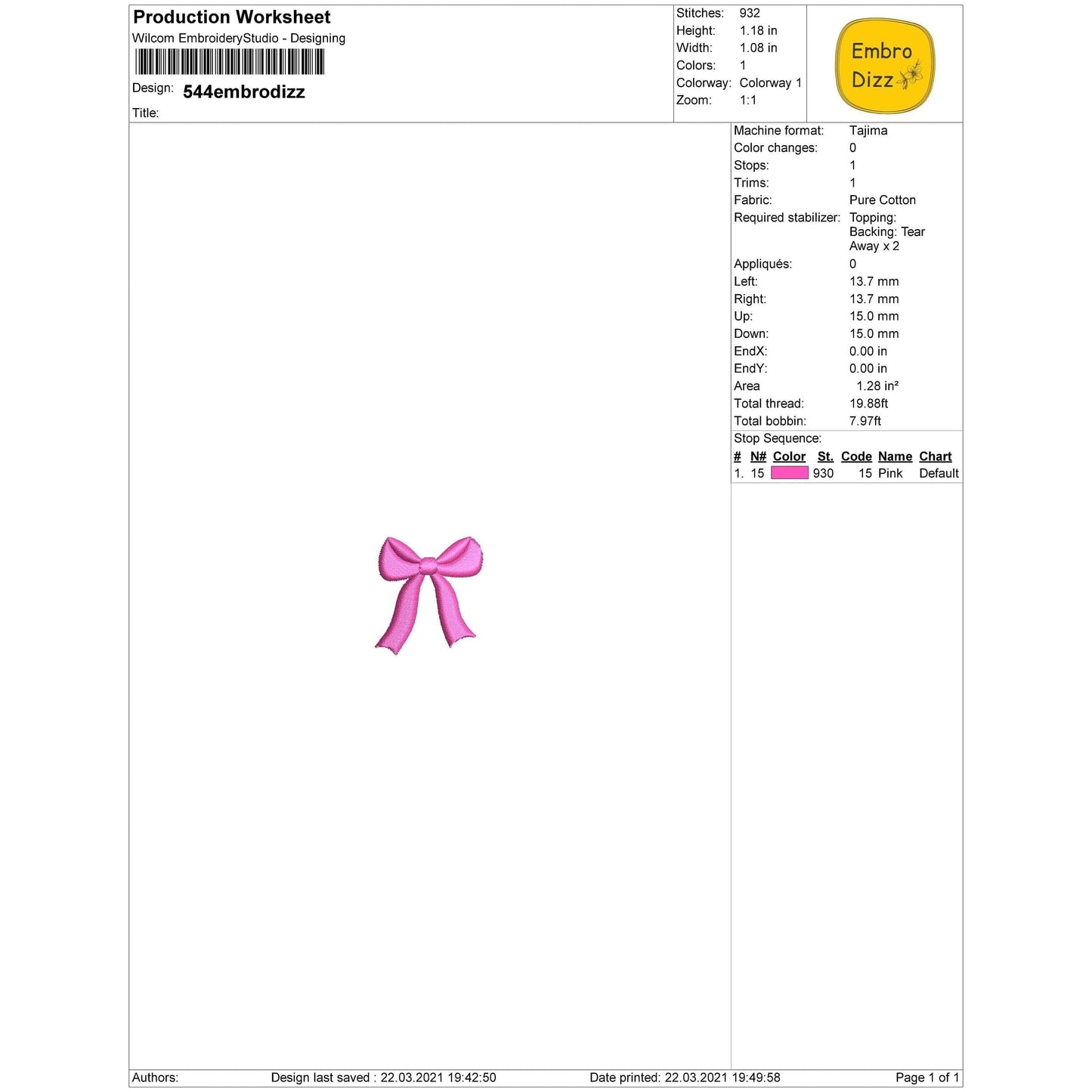 Bow Mini - Embroidery design
