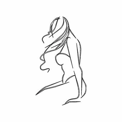 Woman one line - Embroidery design