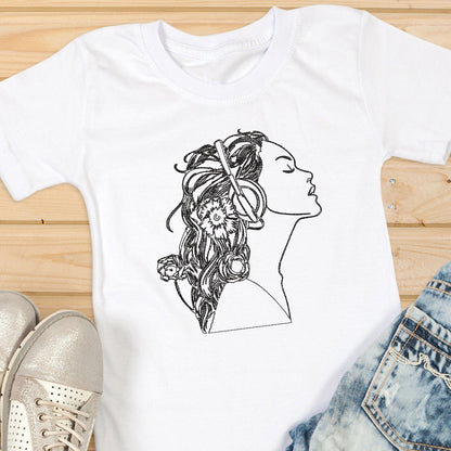 Woman in headphones - Embroidery design