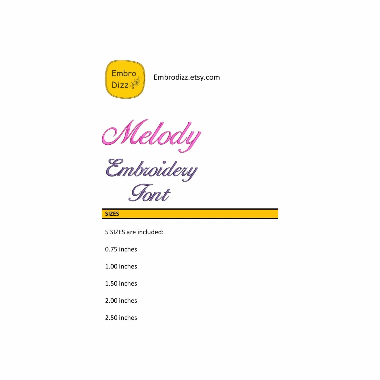 Melody - Embroidery font